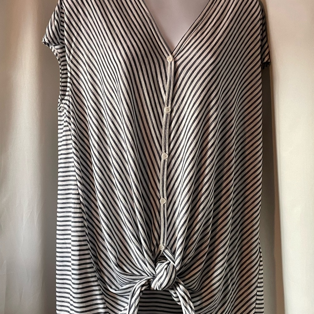 Max Studio Black and White Striped Top